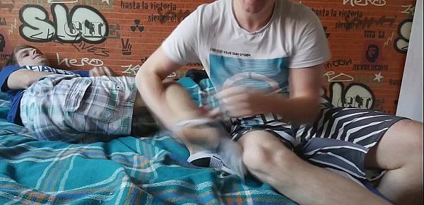  Tickling feet and ripping the socks - morning bed play